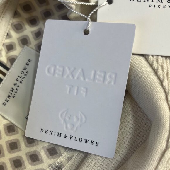 Denim & Flower Ricky Singh Textured Tshirt Mens Small Beige New Relaxed Fit - Picture 12 of 12